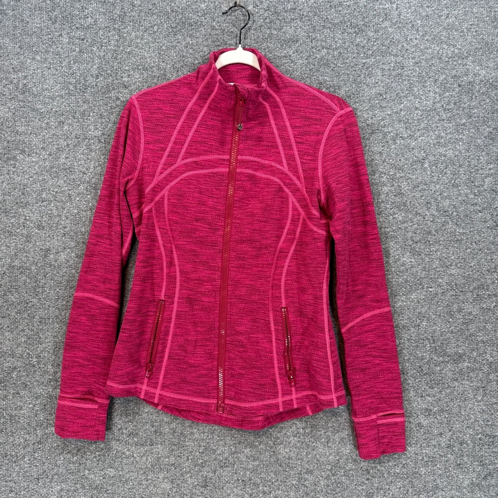 Lululemon Define Jacket Women 8 Pink Heathered Full Zip Athletic Yoga Workout
